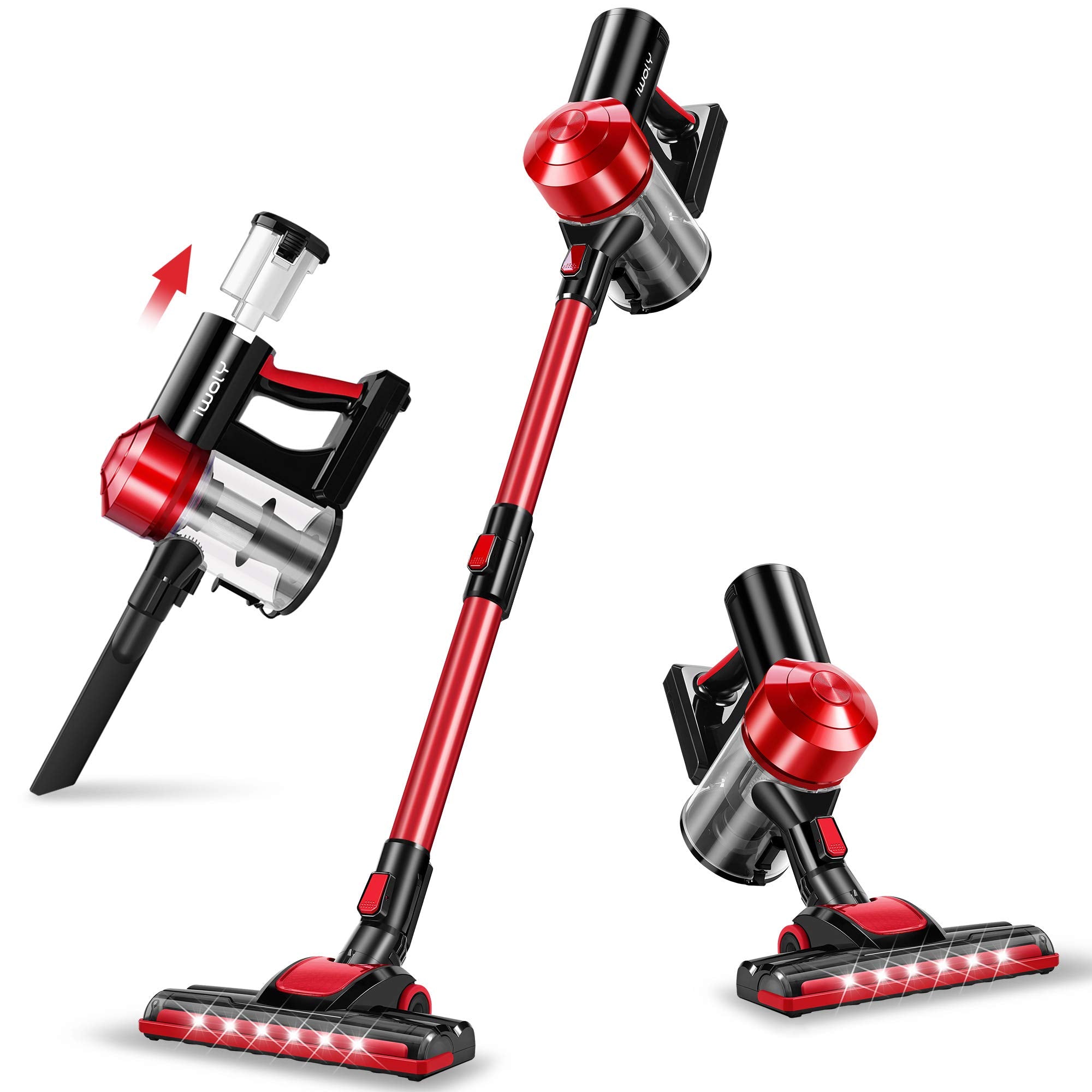 Iwoly C150 Cordless Vacuum Cleaner Rechargeable With 2200Mah Detachable Battery, 18000Pa Cyclone Vacuum With Hepa Filter, Lightw